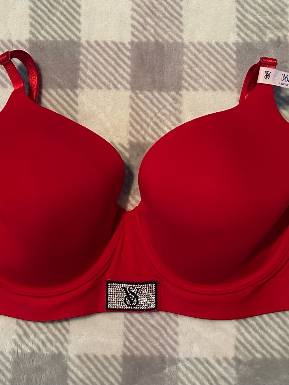 Victoria's Secret lightly Padded full coverage T-shirt Bra Rhinestone Logo 36DD